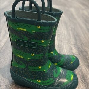 L.L. Bean Kids' Green Alligator Print Rain Boots